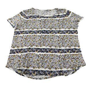 Lucky Brand‎ Women' Floral Print Short Sleeve Blouse XL Soft Cotton Stretch